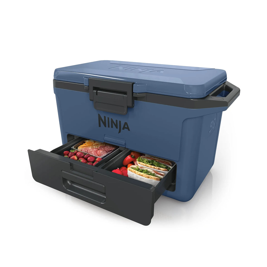 Ninja FrostVault Robuuste en geïsoleerde koelbox, met wielen en droogopberglade, houdt ijs meerdere dagen vast, capaciteit tot 68 blikjes, leigrijs, FB245EUGY Ninja FrostVault Robuuste en geïsoleerde koelbox, met wielen en droogopberglade, houdt ijs meerdere dagen vast, capaciteit tot 68 blikjes, leigrijs, FB245EUGY